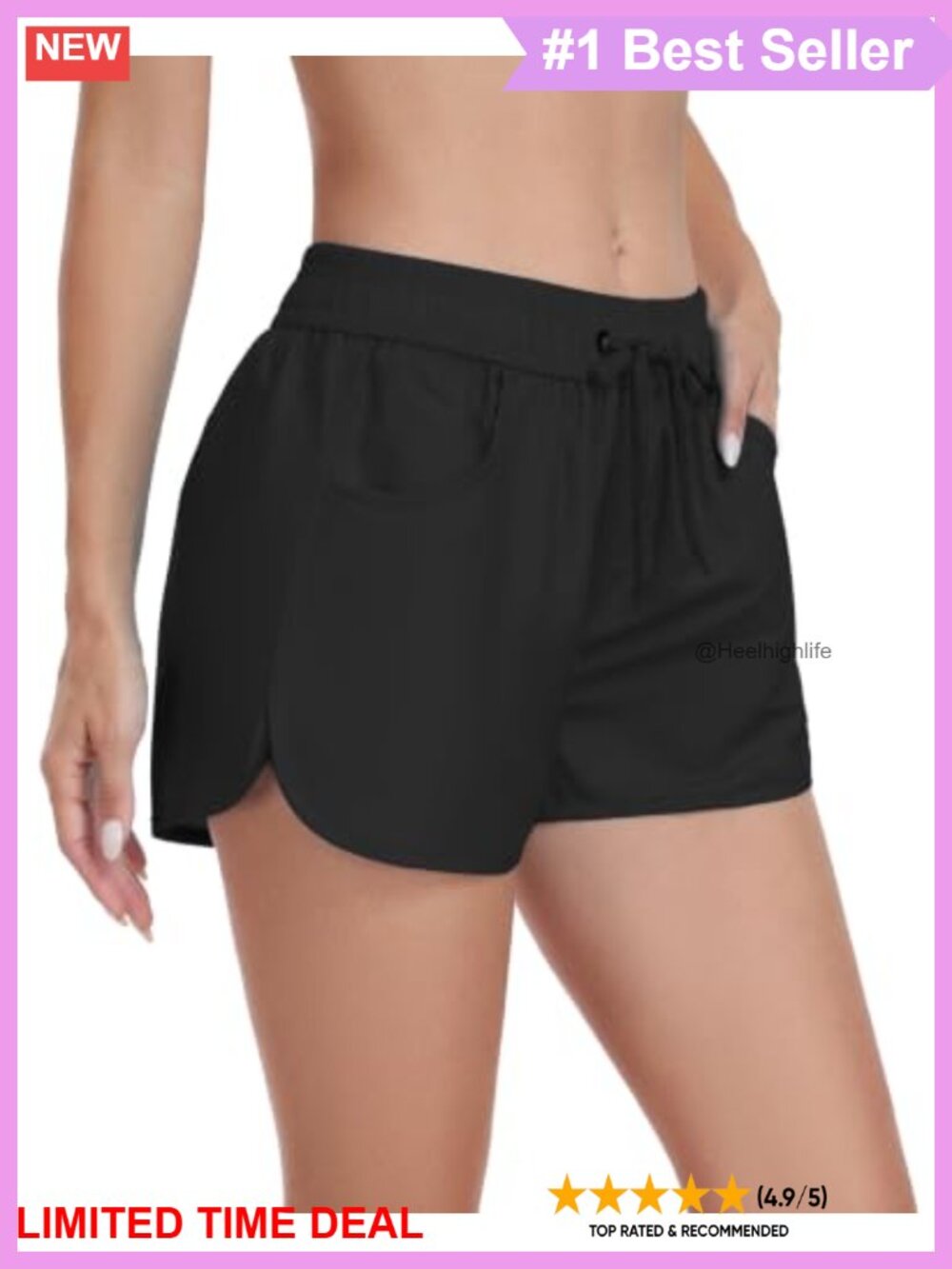 Water Repellent Quick Dry Women's Swim Shorts High Waisted Board Shorts